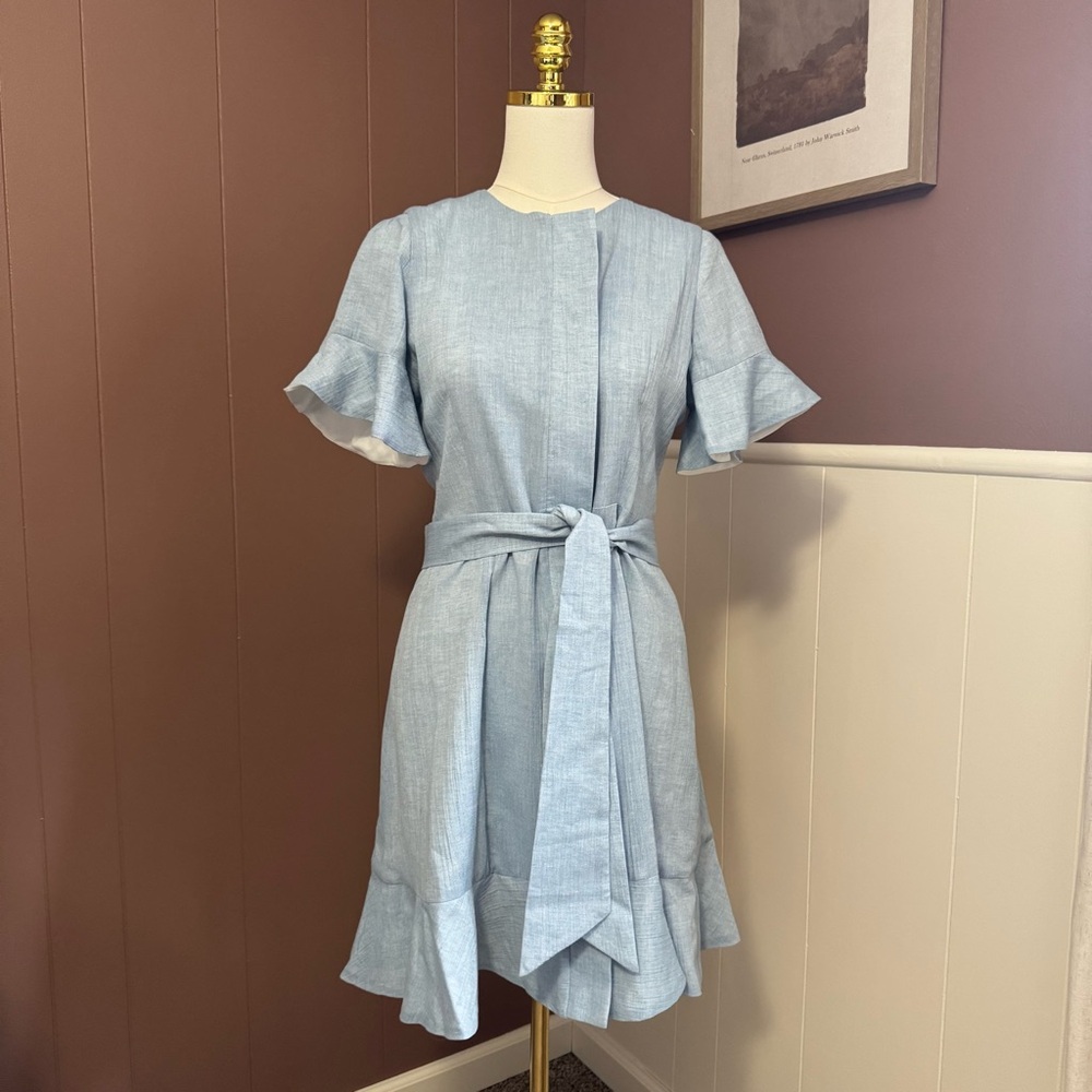 Luba by Hannah Payne Preppy Chambray Flutter Sleeve Dress